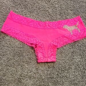 Pink VS Rare Older Cheekster/tanga Panty With Big Glitter Pup